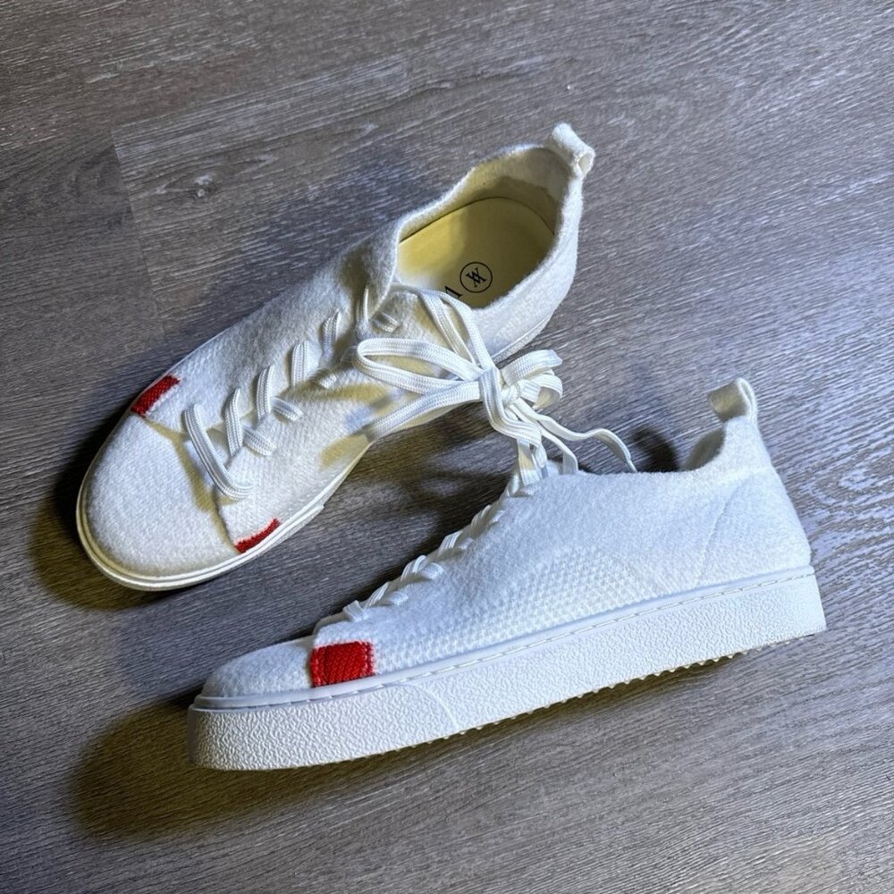 Vivaia Knit Lace Up Sneakers White Round Toe Women EU 38